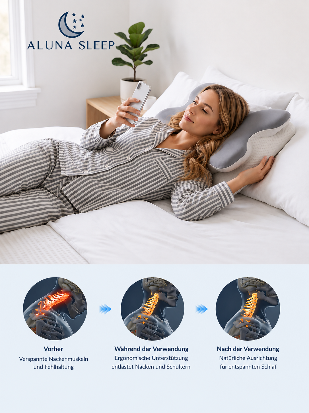 Aluna Sleep™ –  Premium Ergonomisches Schlafkissen - Dein Schlaf. Neu definiert