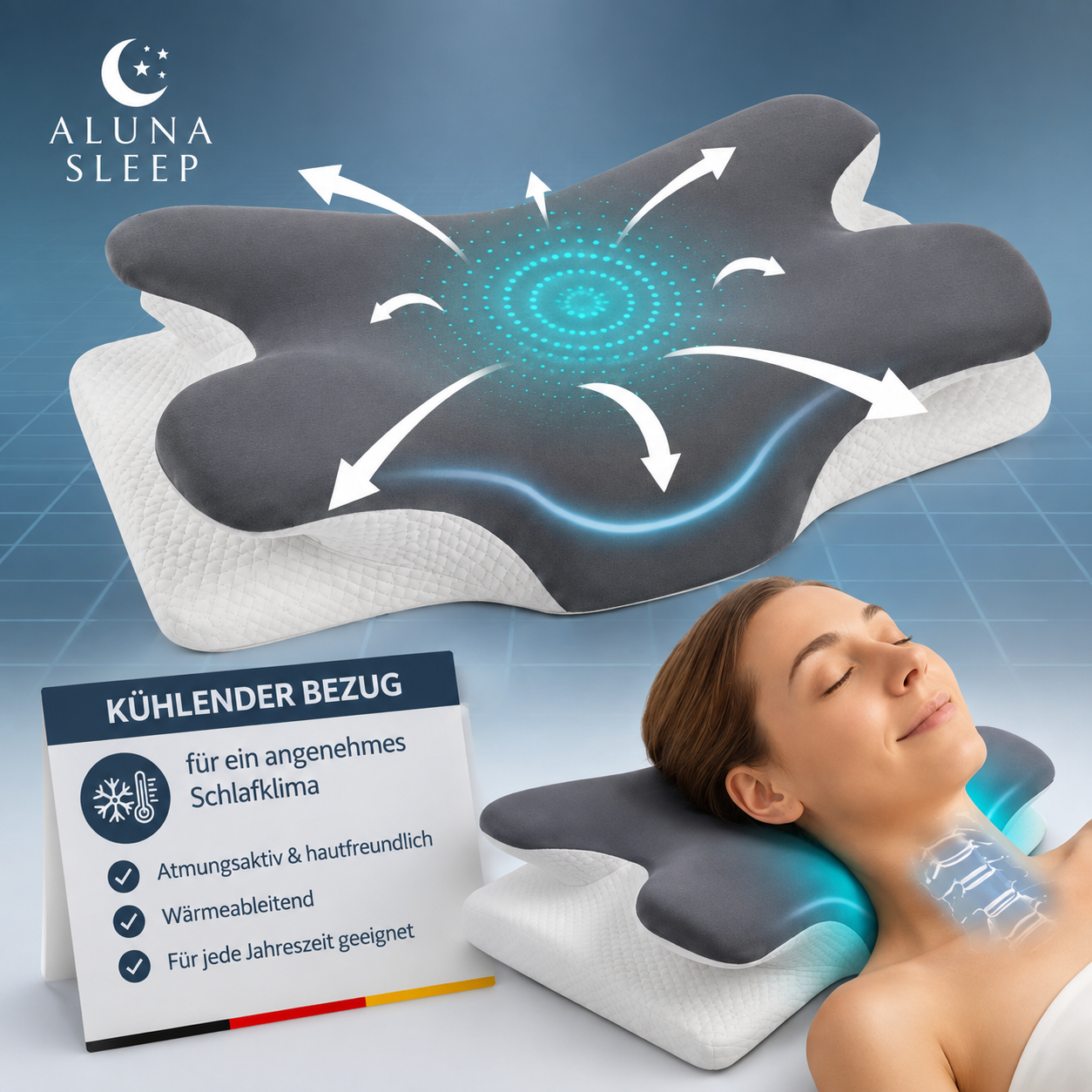 Aluna Sleep™ –  Premium Ergonomisches Schlafkissen - Dein Schlaf. Neu definiert